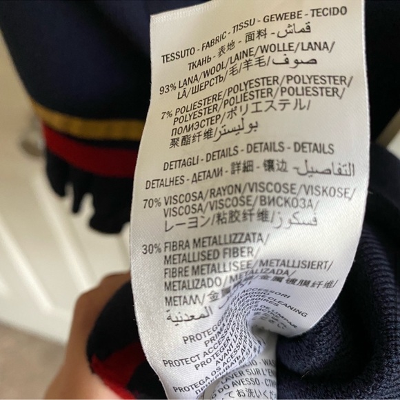 NEW! Gucci Faux Pearl Embellished Ruffled Wool Blend Mini Dress in Navy (size M) - Picture 14 of 16